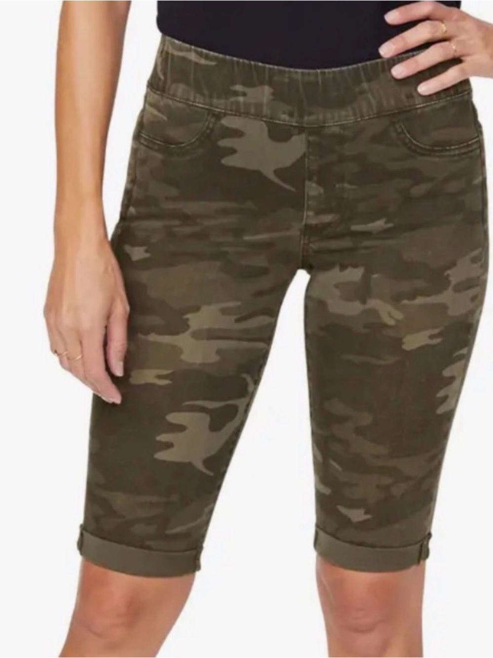 NYDJ Woman’s Camo Stretch Shorts - Olive Green Size 10